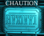 "CHAUTION" - Warning sign in the Corpus reactor fuel room.