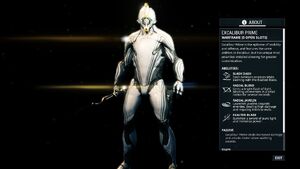 Excalibur Prime's updated Codex entry.