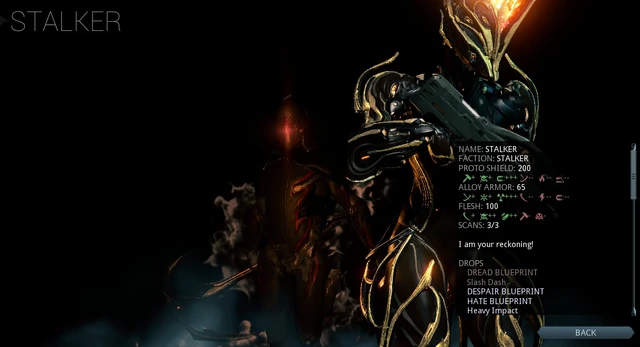 A Stalker adatlapja a kódexben.