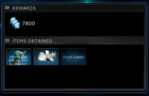 The Menticide helmet thumbnail bug in the rewards section.