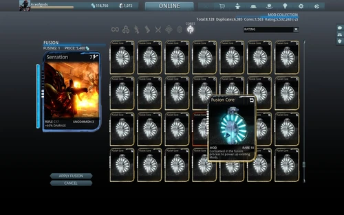 Adding a Rare 10 Core to an unranked Serration.