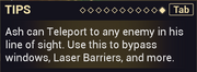 Can be seen on the character page for Ash toward the end of tips.