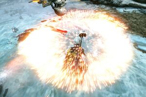 Jat Kittag jump attack explosion prior to Update 12.3, with the side of the hammer hitting the ground instead of the face.