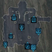 A map of the room showing the locations of eight altar symbols.