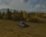 A front left view of a Jagdtiger on the Malinovka map