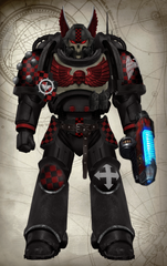Xavier Rodzavesky, current Voted-Lieutenant of the Dark Angels Legion's Deathwing. He is clad in a set of modified Mark IX "Mordred" Pattern Power Armor. (Made by AutomaticAI)