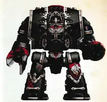 Relic Dark Angels Leviathan Siege Dreadnought ancient brother Gideon Marduk of the 15th Order, Stalwart Wall of the Shrouded Crucible, assigned to the infamous Dreadwing Formation. He is equipped with a Grav-Flux Bombard and a Siege Claw.