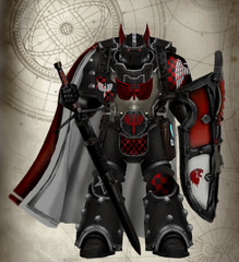Lord Seneschal Apharhael, current Lord Seneschal and High Paladin of the Dark Angels Legion. He is clad in a set of modified Mark IX "Zilant" Pattern Power Armor. (Made by AutomaticAI)