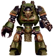A Pre-Heresy Salamanders Legion Contemptor Dreadnought; Ancient Grenn, once Consul-Centurion Shar'ac Grenn of the Realm of Epithemus, died defending Dominica Minor from the traitorous Death Guard.