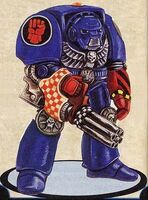 Updated Mark III Terminator Armour design used by the Crimson Fists Chapter