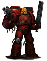 Blood Angels Assault Marine, armed with a Bolt Pistol and Chainsword.