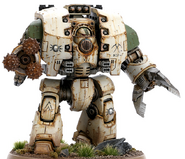 A Pre-Heresy Death Guard Legion Leviathan Pattern Siege Dreadnought armed with a Leviathan Siege Drill and Leviathan Siege Claw.