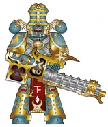 A Rubricae of the thrallband of Daedophet the Red Echo wielding a Soulreaper Cannon.