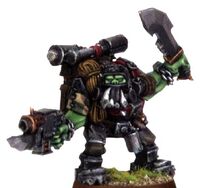 A Blood Axes Ork Kommando; Blood Axes excel at sneakin' and stabbin'