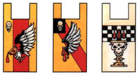 Blood Angels Captain Back Banners displaying personal heraldry