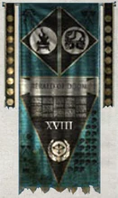The Legio Vulcanum princeps banner of the Warlord-class Titan Vengeance's Messenger