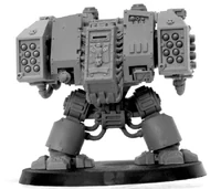 A Mortis Pattern Dreadnought armed with two Missile Launchers