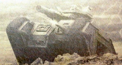 An ancient pict-capture of a  Malcador Assault Tank during the 