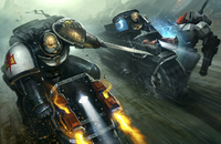 Deathwatch Bikers race into battle upon their Assault Bikes