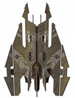 A Chaos Harbinger super-heavy bomber of an unknown Chaos Space Marine warband, dorsal view.