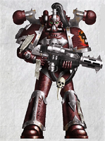 Kor Loxiat of the Screaming Mind, bearer of the Creed Infectious, armed with a Melta Gun.