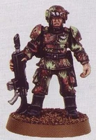 Cadian Shock Trooper of the 180th Cadian Regiment in uniform worn during the Rassagar III Campaign of the 41st Millennium