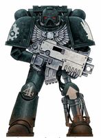 Battle-Brother Sarmech, Iron Hands Raukaan Clan Company, 4th Tactical Squad.