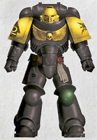 Brother Temur, 4th Company, 2nd Squad (Battleline), a Destroyers Primaris Space Marine in Mark X Tacticus Power Armour.