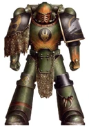 Pre-Heresy era Salamanders Legionary, Firedrakes Veteran So'bak, in Mark IV Maximus Power Armour.