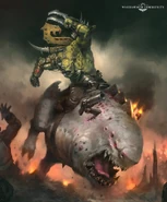 The most well known Squigosaur is the legendary Big Chompa ridden by the Snakebite Beast Snagga Beastboss Mozrog Skragbad.