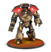 A Legio Custodes Telemon Heavy Dreadnought, arrayed with a deadly Arachnus Storm Cannon and Telemon Caestus with built-in Proteus Plasma Projector and one torso-mounted Spiculus Bolt Launcher.