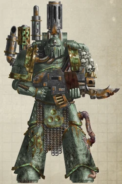 Putrid Choir warband colours as displayed by Ragthor Sphek, seventh chorister of the Dirge of Damnation.