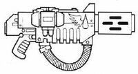 Vulkan Pattern Meltagun bearing the markings of the Blood Angels Chapter