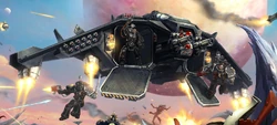A Corvus Blackstar deploying a   to the battlefield.