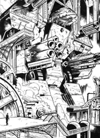 A Warlord-class Battle Titan secured in its moorings aboard an Imperial Navy starship and readied for a planetary combat drop.