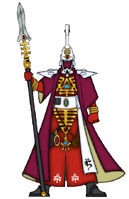 A Saim-Hann Farseer armed with a Singing Spear. Farseers and Warlocks often bear the runes of the Witch Path on their robes.