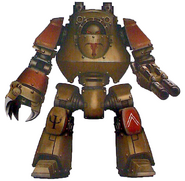 The Minotaurs Contemptor Pattern Dreadnought Hecaton Palaemon who took part in the Minotaurs' defence of Amarah Prime during the Orphean War.