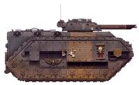 A Chimera used by Inquisitorial Storm Troopers that is armed with a Multi-laser; this vehicle was a part of the Inquisitorial contingent led by Ordo Hereticus Inquisitor Tyrus during the purging of the heretics of Gladrinus VI; the vehicle's hull is engraved with the High Gothic words of a passage from the Second Book of Ordeals