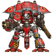 House Krast Knight Errant Hexenhammer piloted by Sir Teros; Teros has displayed a special gift for finding psykers on the battlefield, and also a keen desire to destroy them. No matter how many of the hateful mind-witches fall before his fury, it will never be enough to sate his loathing.