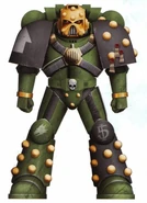 Veteran Battle-Brother Kai in Mark V Heresy Power Armour.