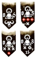 House Krast Banners2.jpg (68 KB) Like many Adeptus Mechanicus-aligned houses, House Krast favours black banners with white iconography. they use the pyramid and sun-cog motif extensively and their individual recognition numbers are emblazoned on either side of this device