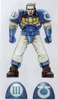 An Ultramarines Scout Marine.