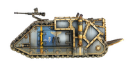 A Saturnyne Pattern Aurox Armoured Transport of the Solar Auxilia in profile.