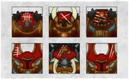 The Brazen Beasts mark their squad numbers straight onto their helms with an eight bar tally, either painting them on with the powdered bone of their victims, or carving them directly into the warped ceramite