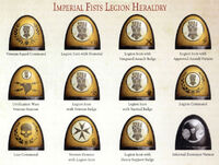 Imperial Fists Legion heraldry utilised during the Great Crusade and Horus Heresy eras