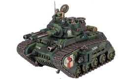 A Rogal Dorn Battle Tank of the  armed with twin  as a primary turret weapon.