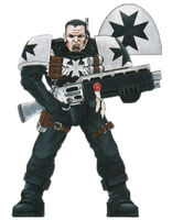 A Black Templars Scout Marine armed with an Astartes M39 Pattern Combat Shotgun.