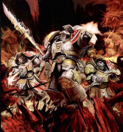 Grey Knights fighting daemons