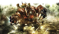 The Helbrute Mortis Metalikus in combat