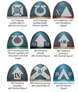 Examples of the Ultramarines' company heraldry in the 41st Millennium.